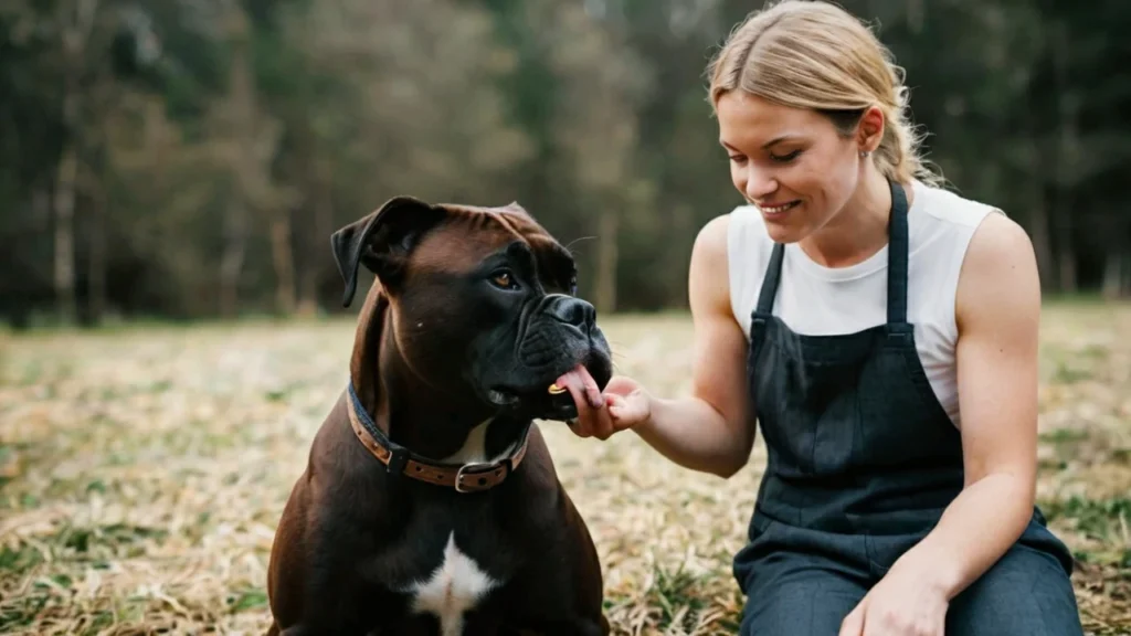  The variety includes dry kibble, wet canned food, and fresh ingredients like vegetables and meat. The dog's lively eyes and alert ears indicate curiosity and interest