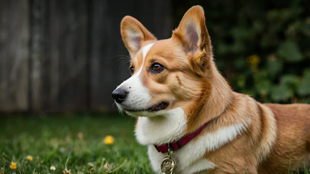 Image depicting the origin and history of the Pembroke Welsh Corgi: An old illustration of a Welsh landscape with a herding Corgi. The Pembroke Welsh Corgi traces its roots back to 10th-century Wales