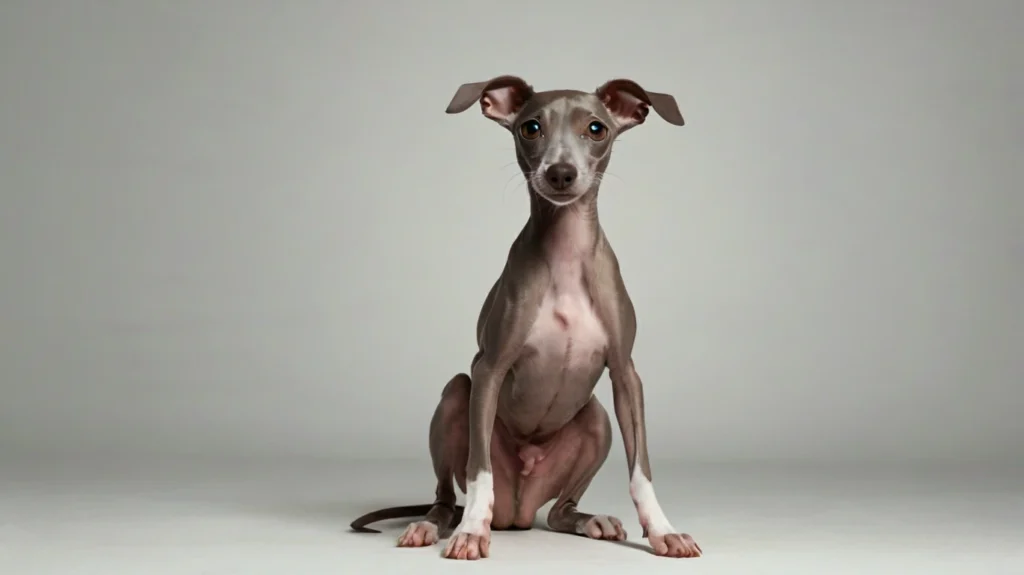 discussing how to assess and maintain the ideal weight for an Italian Greyhound puppy, highlighting the signs and risks of being underweight or overweight.